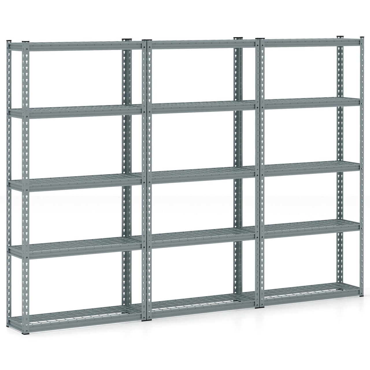 Costway 1/2/3/4 PCS 5-Tier Heavy Duty Storage Shelf Storage Utility Rack Shelf with Anti-tipping Device Grey